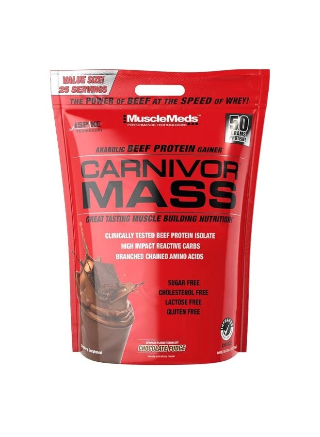 كارنيفور ماس لزيادة الوزن، بنكهة فادج الشوكولاتة، 10.4 رطل | مزيج من بروتين اللحم البقري والكربوهيدرات لدعم غذائي عالي السعرات الحرارية